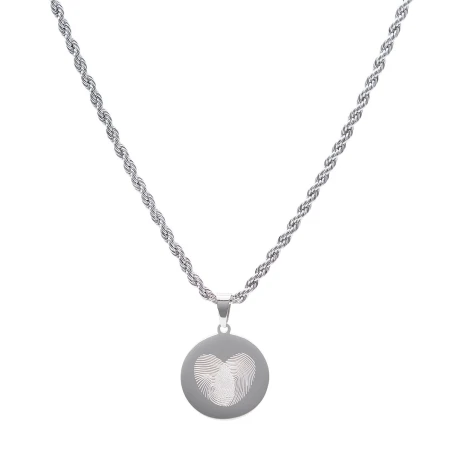 Gargantilla Emotion Chapa Circular Corazón Acero Baño Rodio EMACCLTOB3