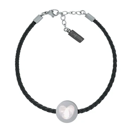 Pulsera Emotion Cuero trenzado negro y Chapa Acero EMACBRPETOB19