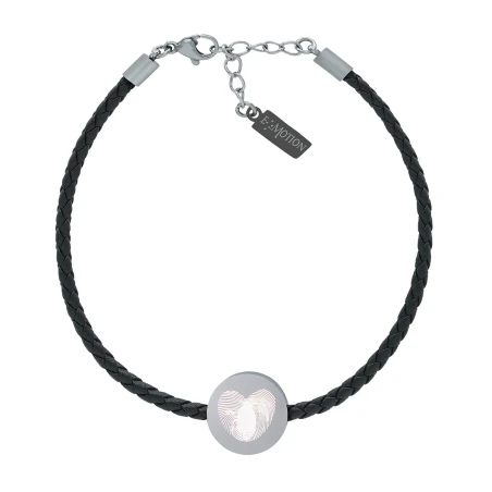 Pulsera Emotion Cuero trenzado negro y Chapa Acero EMACBRPETOB19