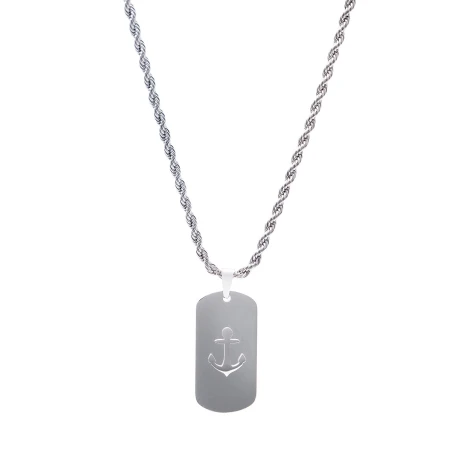Gargantilla Emotion Acero Colgante Rectangular Ancla Hombre EMACCLTAANB