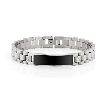 Pulsera Emotion Acero y Esmalte Negro Hombre EMACBRGIUBBZ