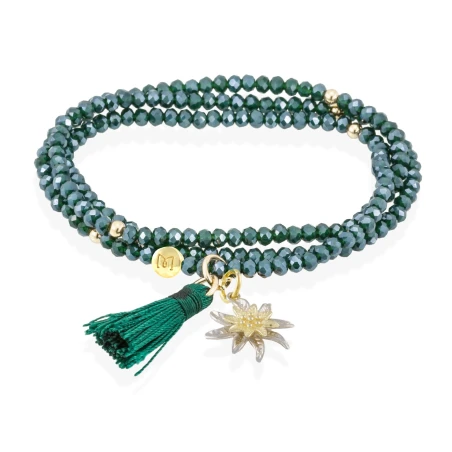 Pulsera Marina García Zen Verde Edelweiss Flor Plata Baño Oro 90865U9