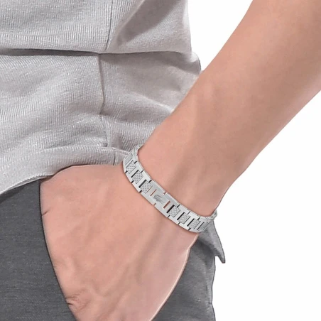Pulsera Lacoste Metropole Acero Baño Rodio Hombre 2040117