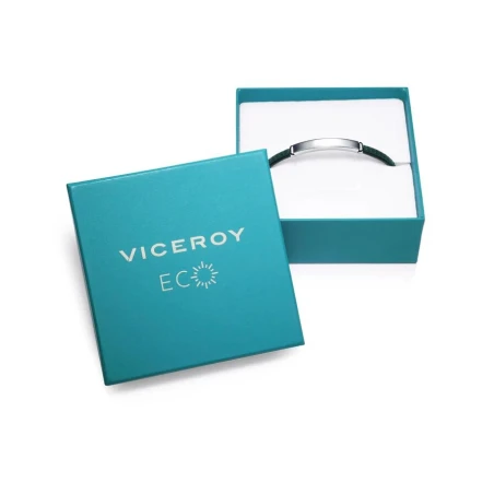 Pulsera Viceroy Fashion Eco Hombre Piel vegana Negra y Verde y Acero Reciclado 75344P01016
