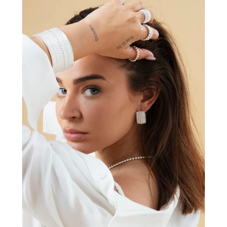 Pendientes Anchos Viceroy Fahshion Laura Escanes Bolas Acero Baño Plata 14317E01000