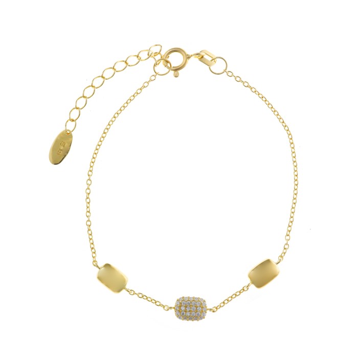 Pulsera Salvatore Plata Baño Oro, Rectángulos y...