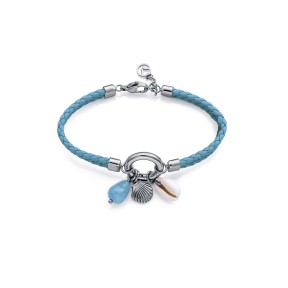 Pulsera Viceroy Fashion Piel Trezada Azul y Acero...