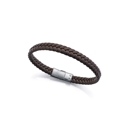 Pulsera Viceroy Fashion Piel Trenzada Marrón y Acero Hombre 14299P01011