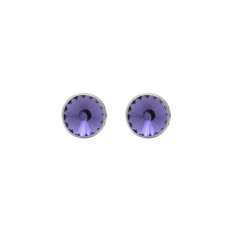 Pendientes Victoria Cruz Basic Plata Baño Rodio y Cristal Tanzanita A2791-12HT