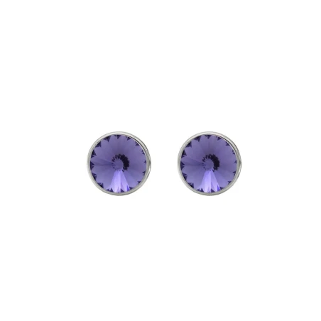 Pendientes Victoria Cruz Basic Plata Baño Rodio y Cristal Tanzanita A2791-12HT