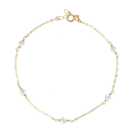 Tobillera Victoria Cruz Paulette Plata Baño Oro y Perlas A4245-00DB