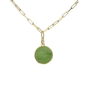 Gargantilla Victoria Cruz Plata Baño Oro y Círculo Nácar...