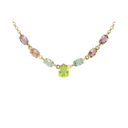 Collar Corto Victoria Cruz Amalfi Plata Baño Oro y Cristales Multicolor A5434-MDG