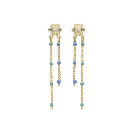 Pendientes Luxenter Hemi Plata Baño Oro y Piedras Turquesa EXA822Y60300