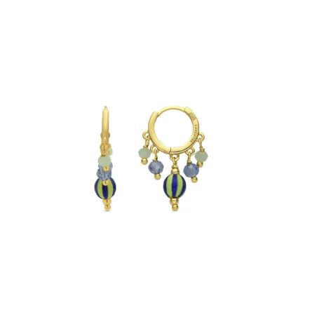 Pendientes Luxenter Towi Aro Plata Baño Oro y Piedras Multicolor EXA759Y62600