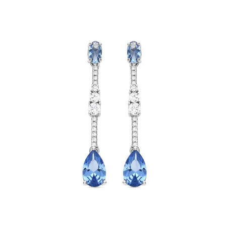 Pendientes Luxenter Murbi Plata Baño Rodio, Circonitas blancas y Azules ET5460300