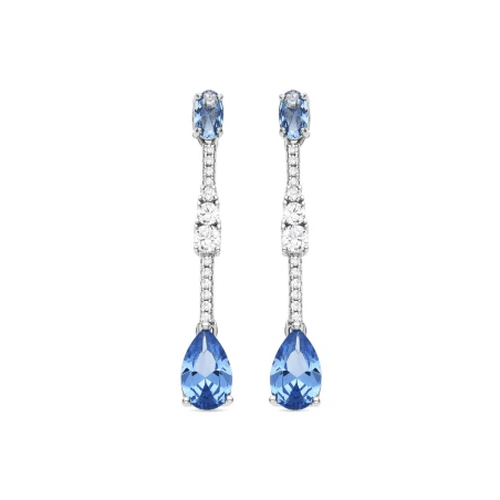 Pendientes Luxenter Murbi Plata Baño Rodio, Circonitas blancas y Azules ET5460300