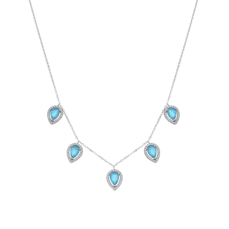 Collar Luxenter Waxo Plata Baño Rodio y Piedras Azules NF13690600