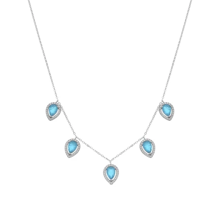 Collar Luxenter Waxo Plata Baño Rodio y Piedras Azules NF13690600