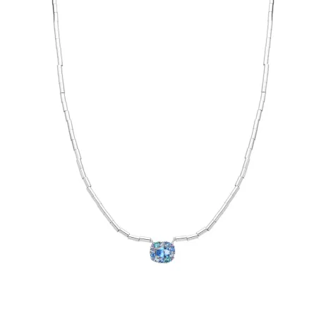Collar Luxenter Mezay Plata Baño Rodio y Piedra Azul NXA6290200
