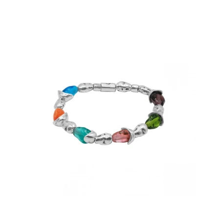 Pulsera Ciclón Pepitas Baño plata y Cristal Murano Multicolor 254105