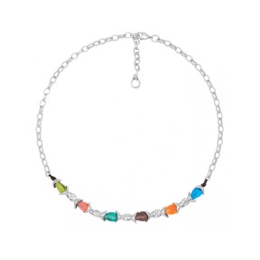 Collar Ciclón Pepitas Baño Plata y Cristal Murano...