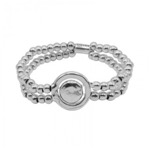 Pulsera Ciclón Leda Baño Plata y Cristal Murano Plateado...