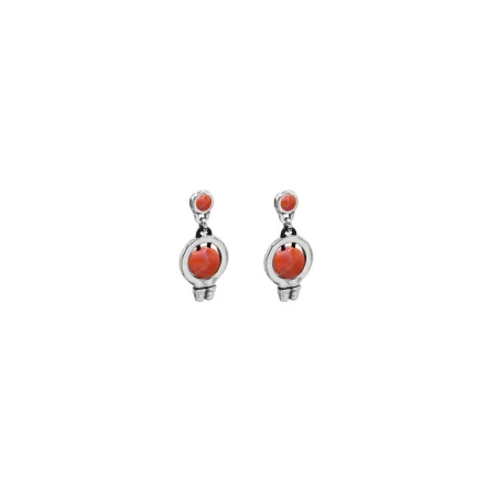 Pendientes Ciclón Nora Baño Plata y Cristal Murano Coral 255602-11