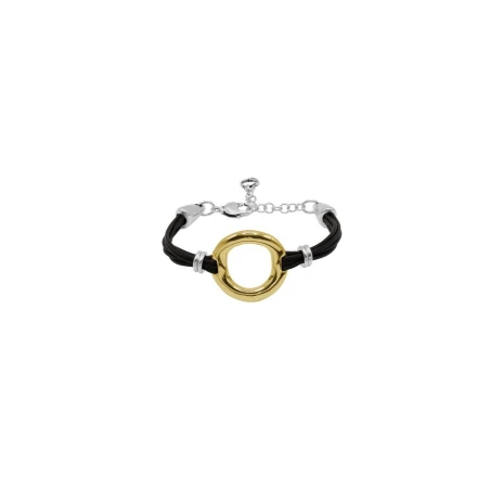 Pulsera Ciclón Lara Gold Cuero y Baño Bicolor 250107
