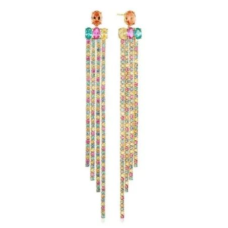 Pendientes Sif Jakobs Ellisse Plata Baño Oro y Circonitas Multicolor 18286