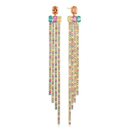 Pendientes Sif Jakobs Ellisse Plata Baño Oro y Circonitas Multicolor 18286