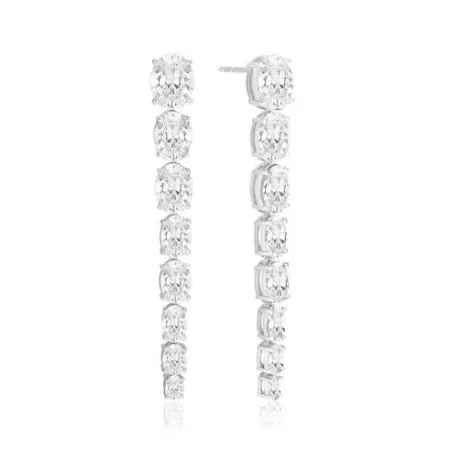 Pendientes Sif Jakobs Ellisse Plata Baño Rodio y Circonitas Blancas 17701