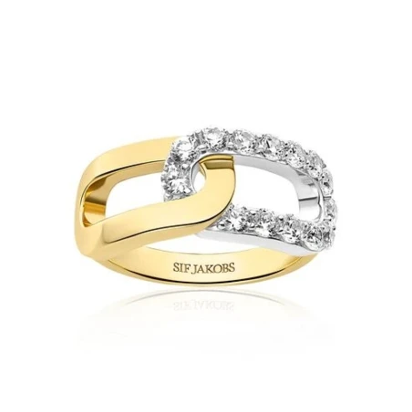 Anillo Sif Jakobs Capizzi Due Plata Baño Bicolor y Circonitas Blancas 18317