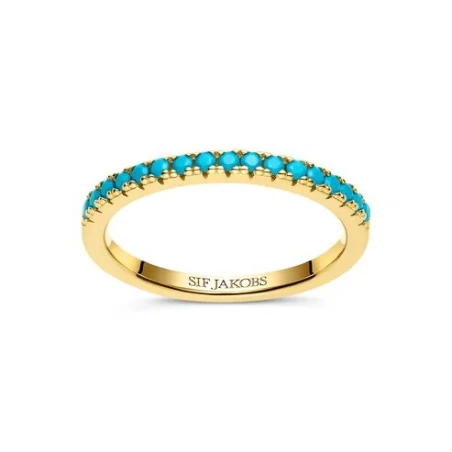 Anillo Sif Jakobs Ellera Plata Baño Oro y Piedras Turquesa 18209