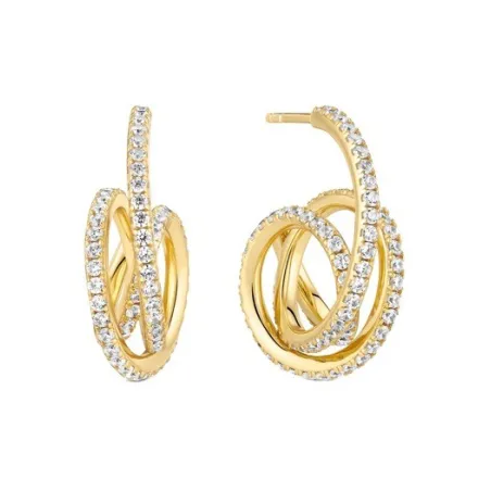 Pendientes Sif Jakbos Spirale Plata Baño Oro y Circonitas Blancas 18838