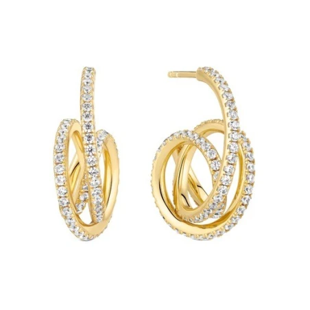 Pendientes Sif Jakbos Spirale Plata Baño Oro y Circonitas Blancas 18838