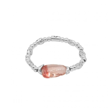 Pulsera Ciclón Geoda Baño Plata y Cristal Murano Rosa 254102-09-0