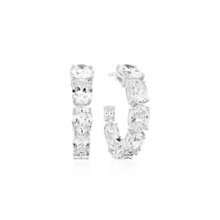 Pendientes Sif Jakobs Ellisse Aro Plata Baño Rodio y Circonitas Blancas 18079