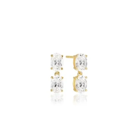 Pendientes Sif Jakobs Ellisse Plata Baño Oro y Circonitas Blancas 17678