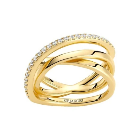 Anillo Sif Jakobs Spirale Plata Baño Oro y Circonitas Blancas 18851