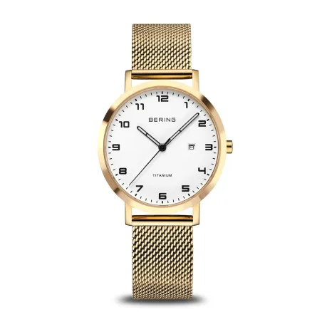 Reloj Bering Titanium Dorado y Blanco Analógico Mujer 18634-334