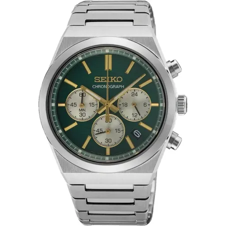 Reloj Seiko Conceptural Plateado y Verde Cronógrafo Hombre SSB461P1