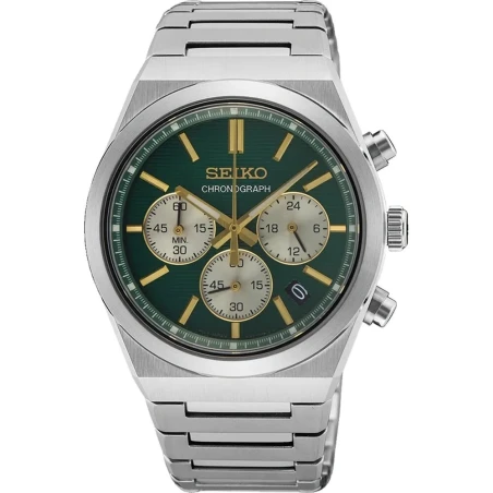 Reloj Seiko Conceptural Plateado y Verde Cronógrafo Hombre SSB461P1