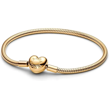 Pulsera Pandora Cadena Serpiente y Corazón Baño Oro 563050C00