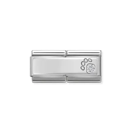 Composable DOUBLE Classic SIMBOLOS acero, circ y plata 925 Huella con circonita