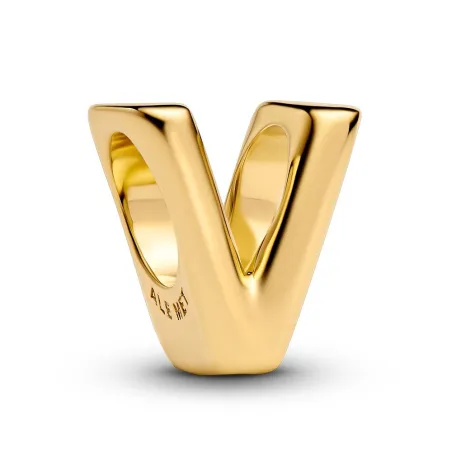 Charm Charm Pandora Alfabeto Letra V Baño Oro 763968C00