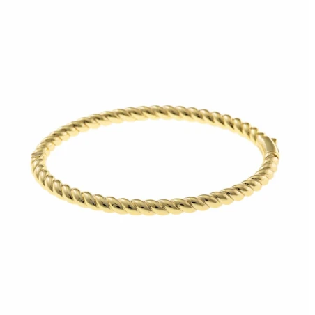 Pulsera Salvatore Rígida Plata Baño Oro Gallonada 268P0007