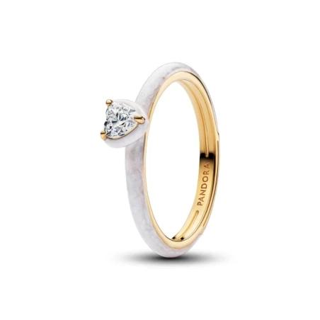 Anillo Pandora Me Corazón Chakra Blanco Baño Oro 163088C01