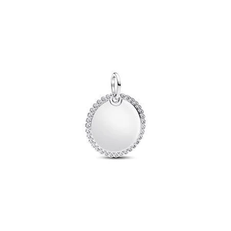 Colgante Pandora Etiqueta Grabable Redonda Brillante Plata 394007C01