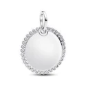 Colgante Pandora Etiqueta Grabable Redonda Brillante Plata 394007C01